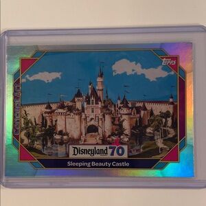 Topps Disneyland 70 Sleeping Beauty Castle Holographic Trading Card - Blue